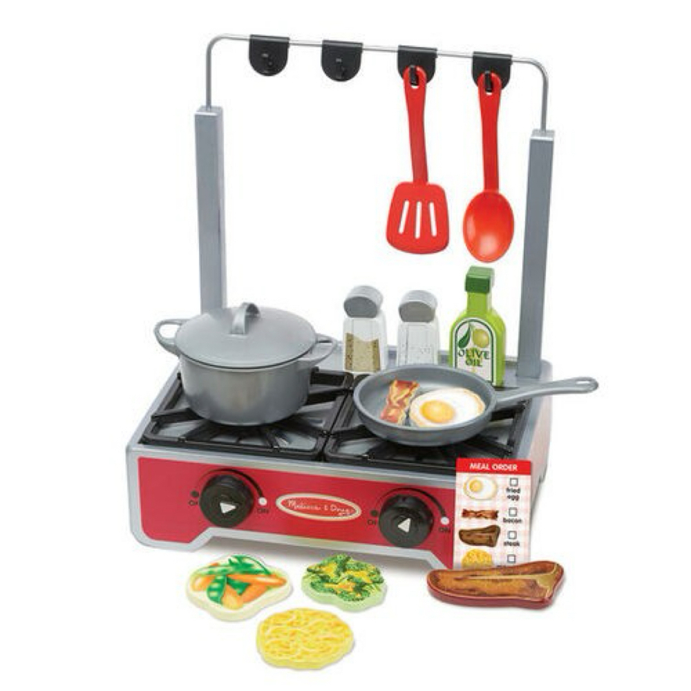 Melissa & Doug Kitchen Play Deluxe Wooden Cooktop Set 9288